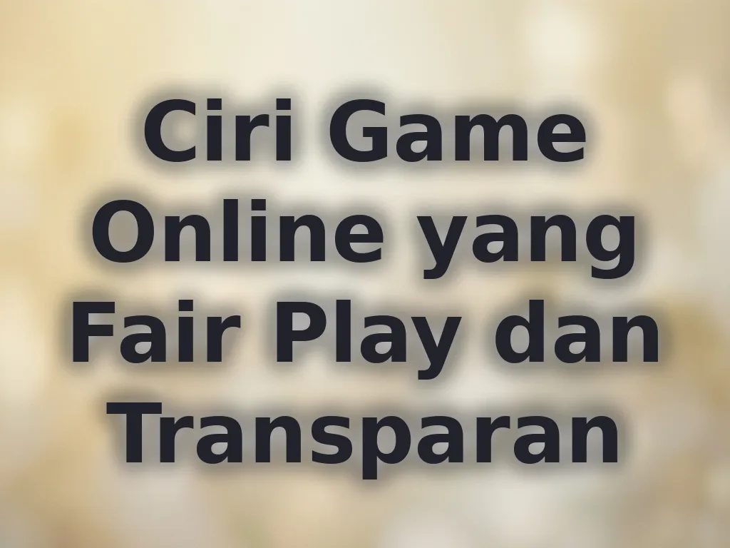 Ciri Game Online yang Fair Play dan Transparan